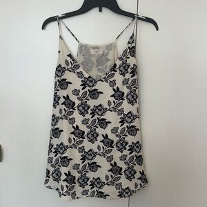 Loft tank top- cream and black floral